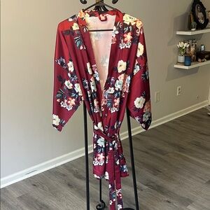 Floral Satin Kimono Robe